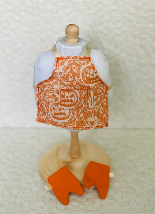 Little Apron and Oven Mitts Set - Pumpkin Edition